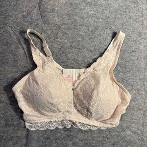 Breezies Lace Wireless Bralette Pink Plus Size 3X A647769
